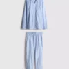 Conjunto de pijama de manga comprida às riscas