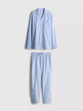 Conjunto de pijama de manga comprida às riscas