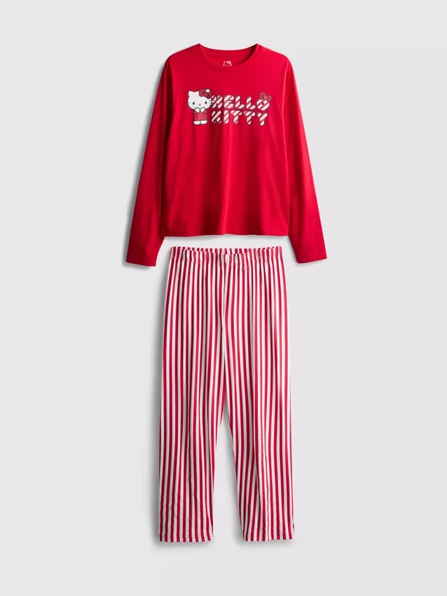 Conjunto de pijama às riscas da Hello Kitty
