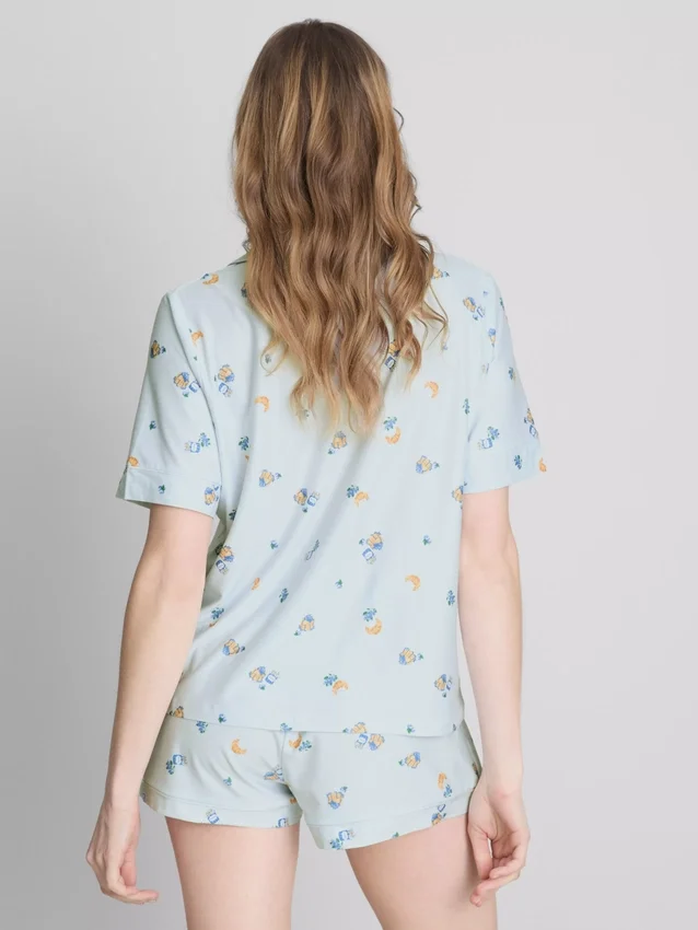 Conjunto de pijamas curto estilo «boyfriend» com estampado «Breakfast»