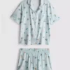 Conjunto de pijamas curto estilo «boyfriend» com estampado «Breakfast»