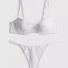 Conjunto de roupa interior push-up em cetim floral