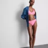 Conjunto de sutiã triangular acolchoado sem costuras e tanga