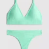 Conjunto de sutiã triangular acolchoado sem costuras e tanga