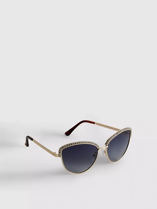 Óculos de sol estilo «olho de gato» com strass