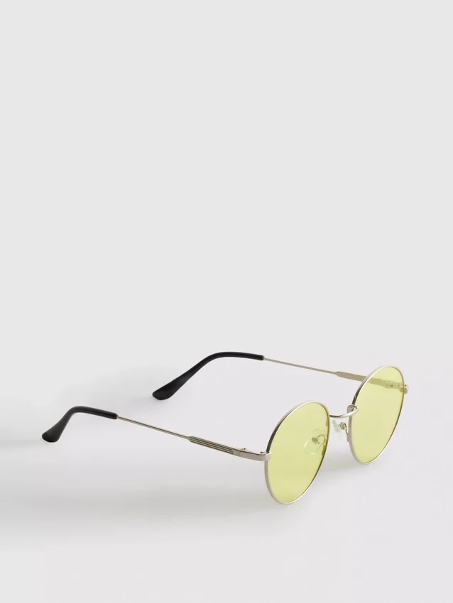 Óculos de sol redondos de metal com lentes coloridas