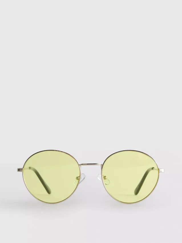 Óculos de sol redondos de metal com lentes coloridas