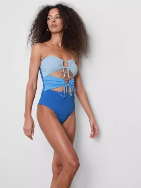 Fato de banho bandeau com recortes