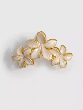 Grampo de cabelo em forma de garra com padrão de orquídea