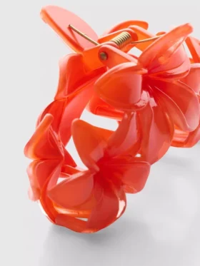 Grampo de cabelo em forma de garra com padrão de orquídea