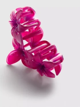 Grampo de cabelo em forma de garra com padrão de orquídea