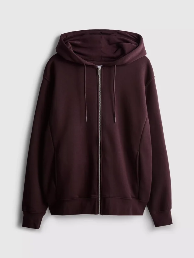 Hoodie essencial com fecho de correr