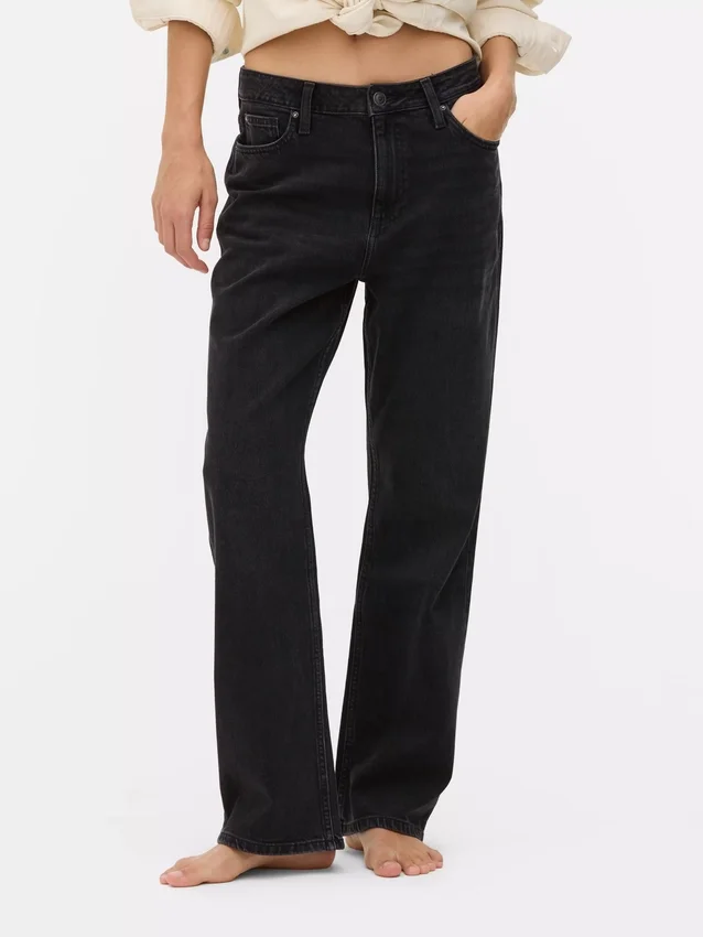 Jeans de cintura alta e perna reta