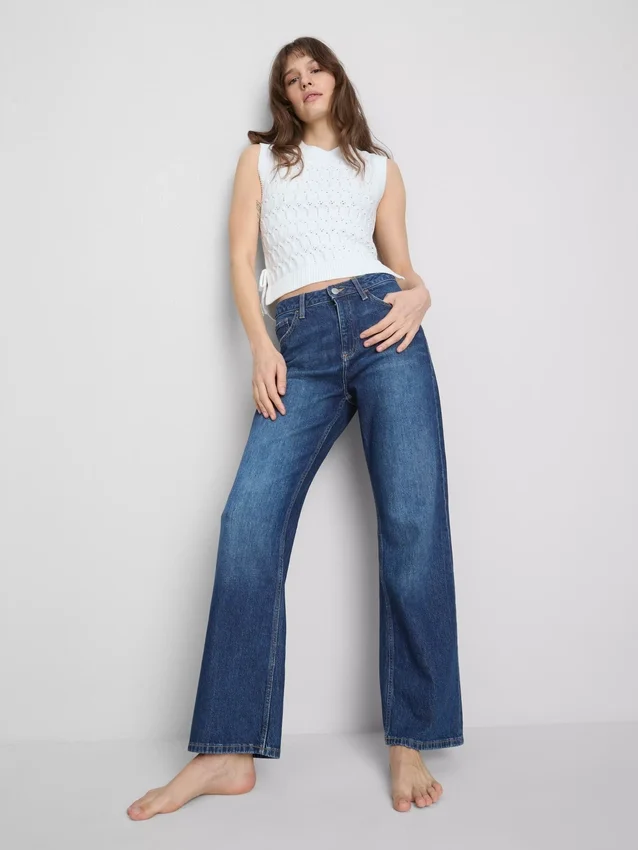 Jeans de cintura alta e perna reta
