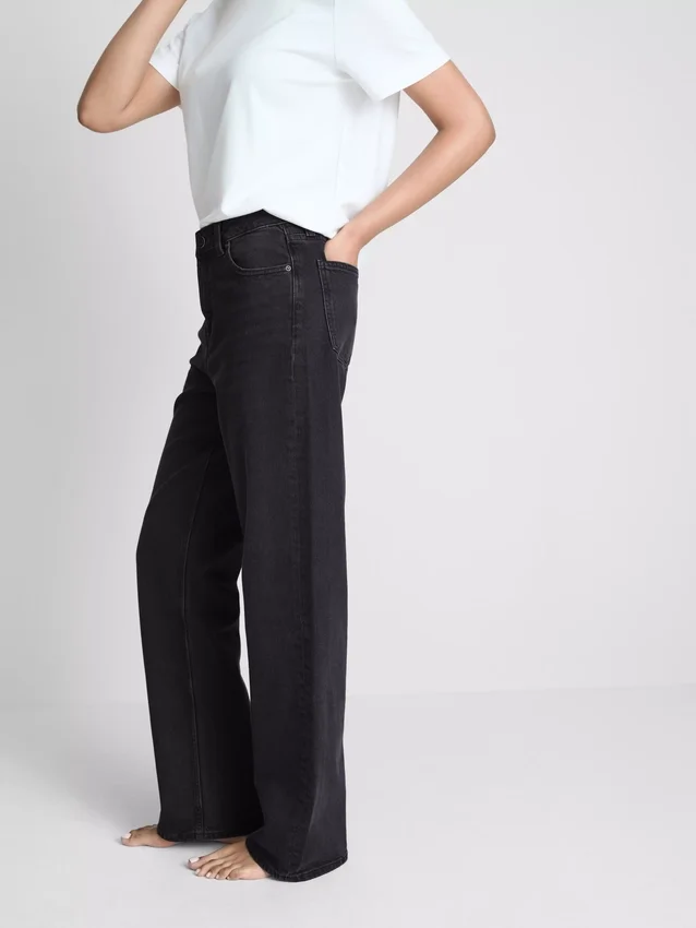 Jeans de cintura alta e perna reta