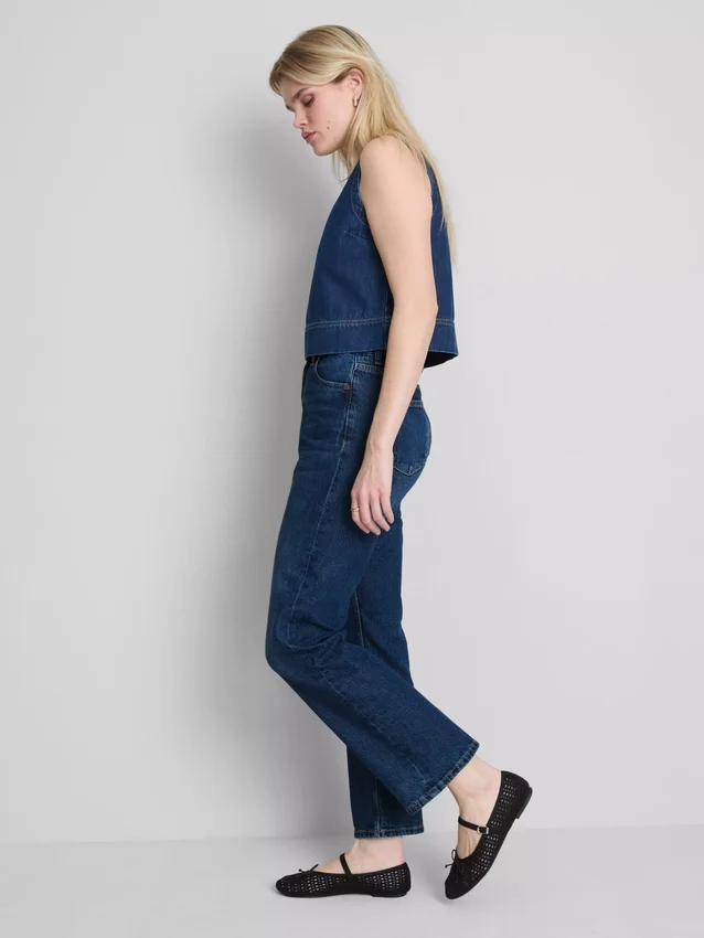 Jeans de cintura alta e perna reta