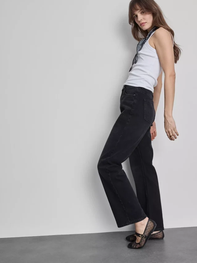 Jeans de cintura alta e perna reta
