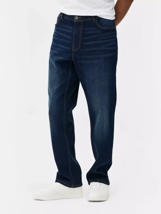 Jeans de cintura média e perna reta