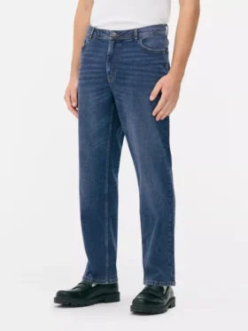 Jeans de cintura média e perna reta