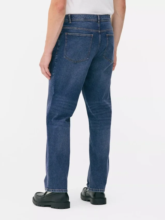 Jeans de cintura média e perna reta
