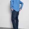 Jeans de cintura média e perna reta