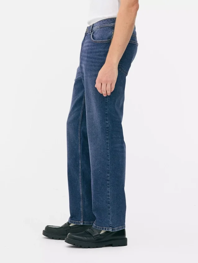 Jeans de cintura média e perna reta