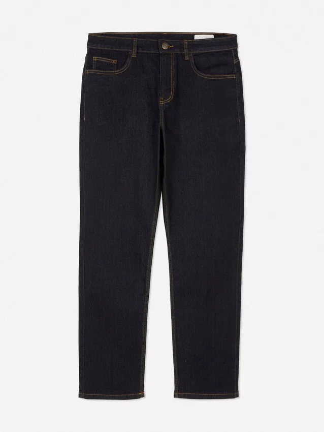 Jeans de corte reto e cintura média