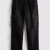 Jeans de ganga cargo largos de cintura média