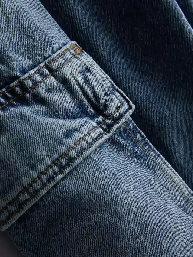 Jeans de ganga cargo largos de cintura média