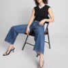 Jeans de ganga curtos de perna larga