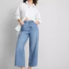 Jeans de ganga curtos de perna larga