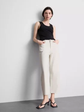Jeans de ganga curtos de perna larga