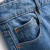 Jeans de ganga curtos de perna larga