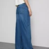 Jeans de ganga de algodão, cintura média e perna larga