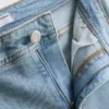 Jeans de ganga de algodão, cintura média e perna larga