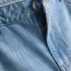 Jeans de ganga de algodão, cintura média e perna larga