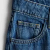 Jeans de ganga de algodão, cintura média e perna larga