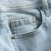 Jeans de ganga de algodão, cintura média e perna larga