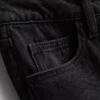 Jeans de ganga de algodão, cintura média e perna larga
