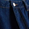 Jeans de ganga de algodão, cintura média e perna larga