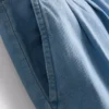 Jeans de ganga de algodão com pregas e perna larga