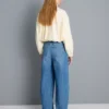 Jeans de ganga de algodão de alta qualidade com perna larga
