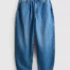 Jeans de ganga de algodão de alta qualidade com perna larga
