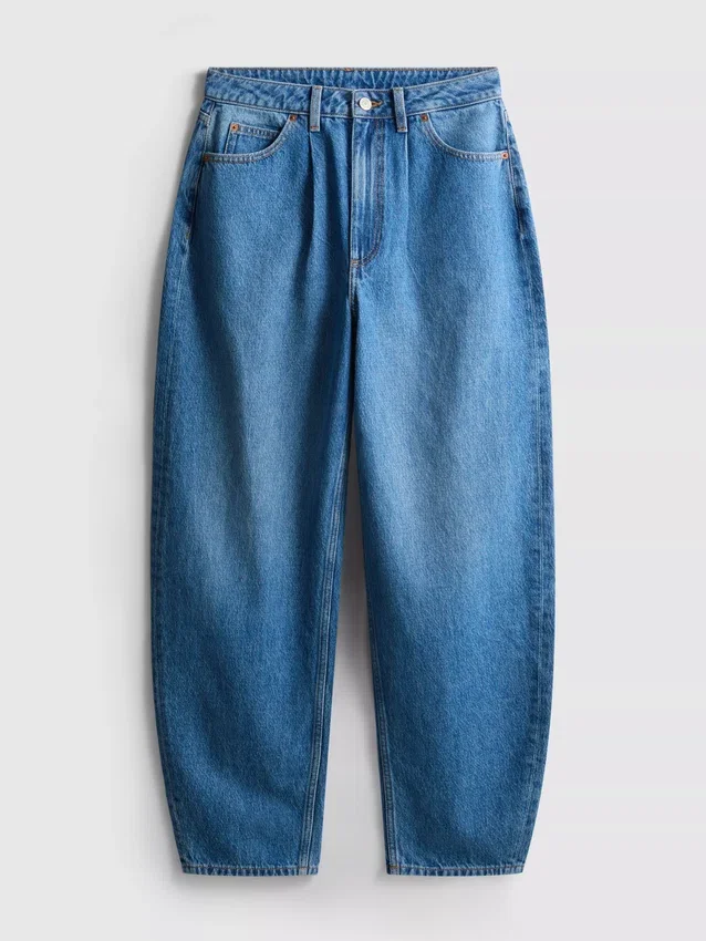 Jeans de ganga de algodão de alta qualidade com perna larga
