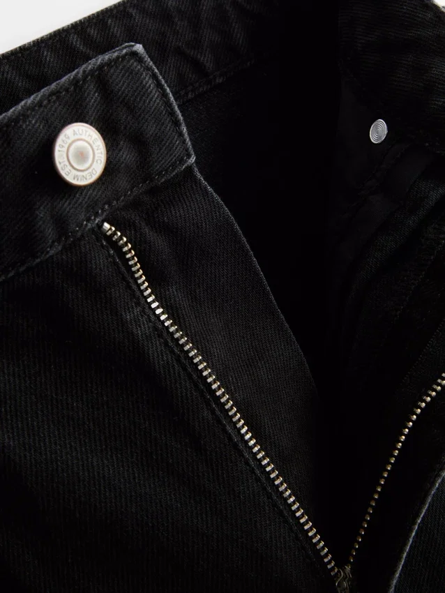 Jeans de ganga de algodão de alta qualidade com perna larga
