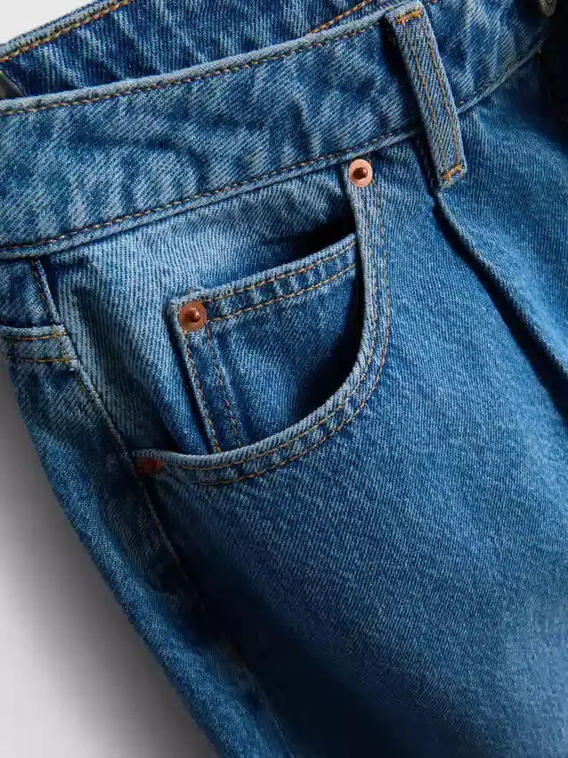 Jeans de ganga de algodão de alta qualidade com perna larga
