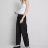 Jeans de ganga de algodão de cintura alta e corte afunilado