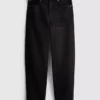 Jeans de ganga de algodão de cintura alta e corte afunilado