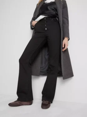 Jeans de ganga de algodão de cintura média com corte bootcut