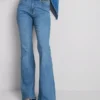 Jeans de ganga de algodão, de cintura média e perna larga